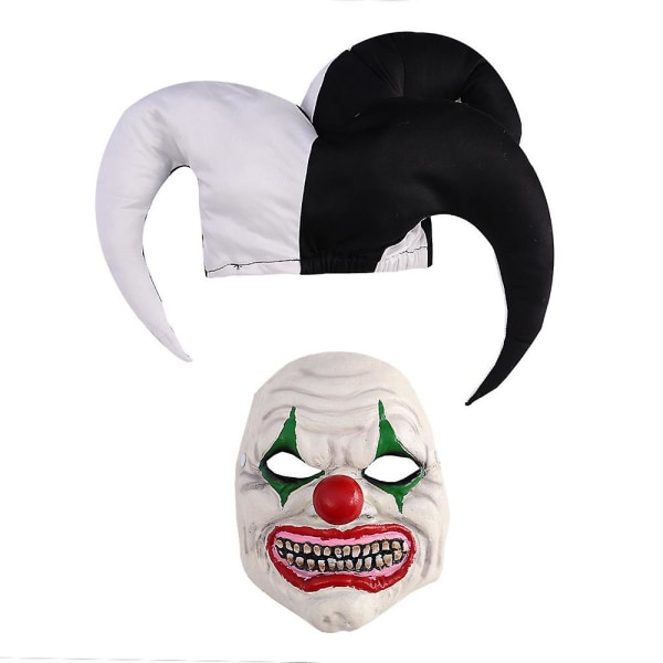 Barns Evil Clown Cosplay Kostym Halloween Party Fancy Dress Jumpsuit + Mask + Huvudbonader Set 7-9 Years