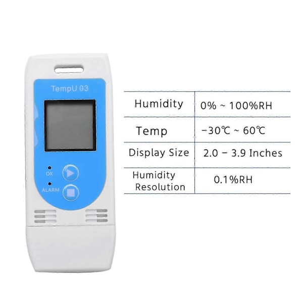 USB Temperatur Fugtigheds Data Logger Genanvendelig RH TEMP Data Logger Optager Humiture Måler med 12.000 Optagelseskapacitet