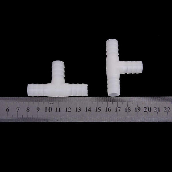 2 x 12mm Plastik Lige T-stykke Konnektor Barb Slangefitting Luft/Vand Slange Samler