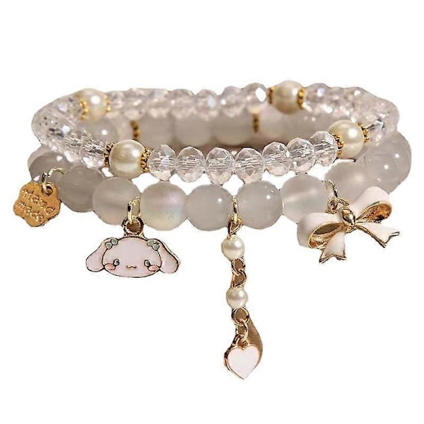 Armband Set Kristallpärlor Pärlarmband Sött Tecknat Stretch Pärlarmband Flicka Damer Vänskapsmycken (Guilin Hund) Systerarmband