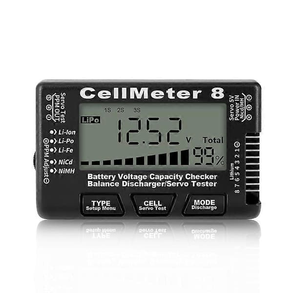 RC Cellmeter 8 Digital Batterikapacitetstjekker Controller Tester Spændingstester til Li-Ion NiMH Nic