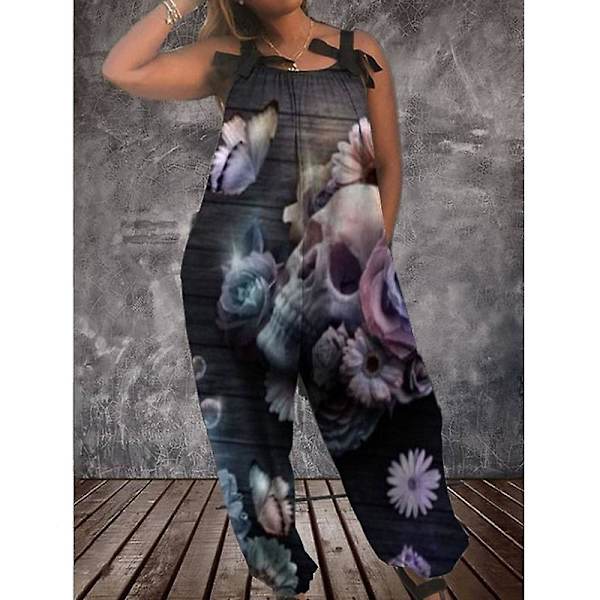 Halloween Bat Pumpkin Ghost Cute Print Dame Jumpsuits Rompers Overalls One Piece Linen Casual Jumpsuits til kvinder style 8 XL