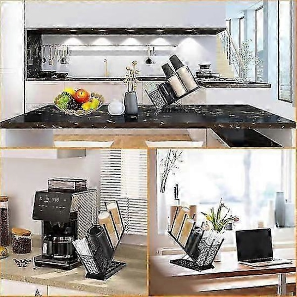 Kaffekopphållare Lockorganisatör med Sugrörshållare 4 Fack Kaffekoppsdoserare Justerbar Kaffe