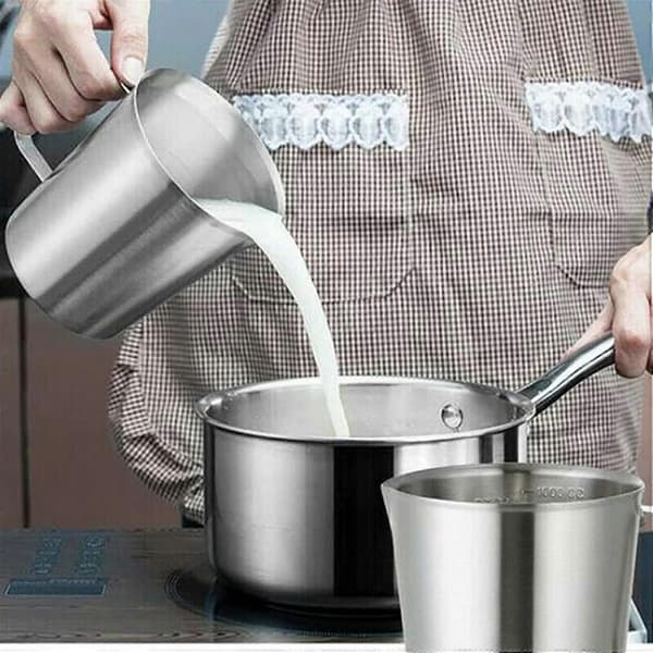 Målekop i rustfrit stål Køkkentilbehør Målekop til mælk kaffe (sølv 500ml) (d-f-4) 700Ml
