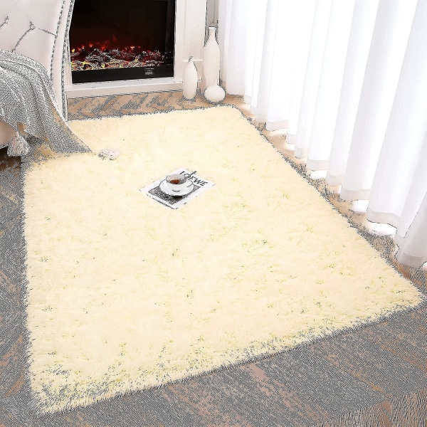 Knfe Soft Fluffy Area Mattor För Sovrum Barnrum Plysch Shaggy Nursery Matta Furry Throw Mattor För Pojkar Gi-4 * 5,2 fot-beige