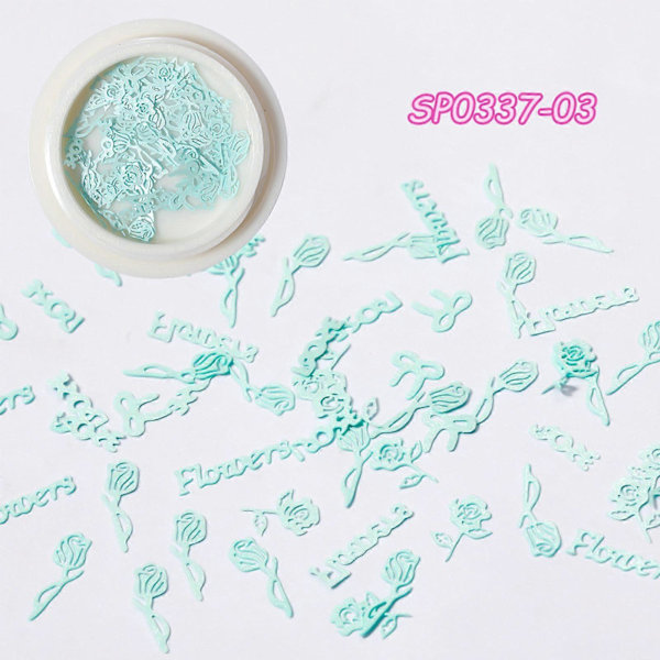 3D Alla hjärtans dag Nagelkonst Stickers Blommor Nageldekaler Träflis Nageldekoration