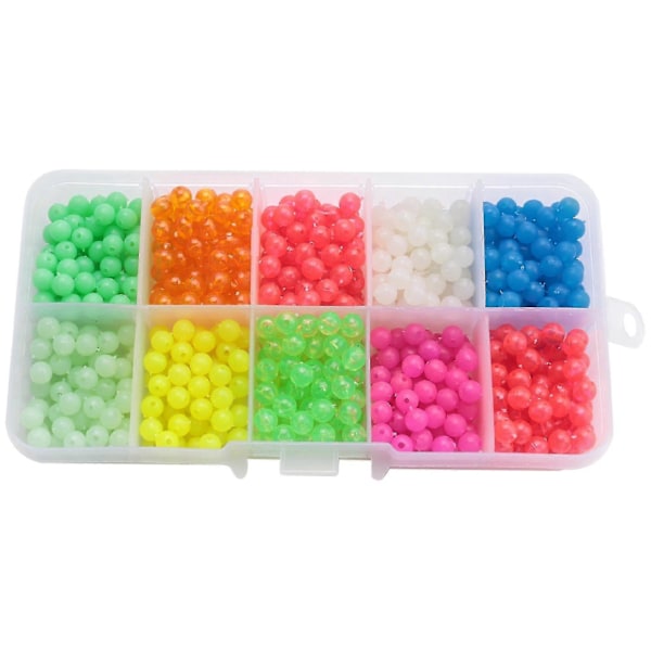 1000 stk/sett Harde Fiskekuler 5mm Flottører Plast Glødeperler Nattfiske Tilbehørssett (tilfeldig farge)