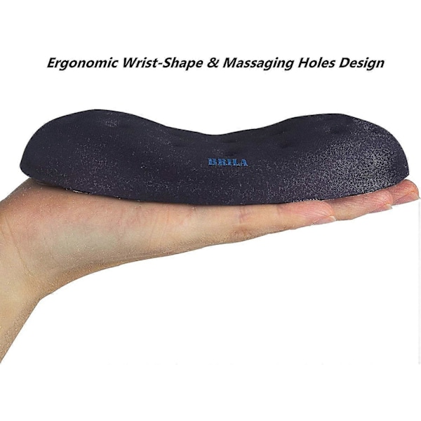 Opgraderet Ergonomisk Hukommelsesskum Muse Håndledsstøtte Pude til Computer, Laptop, Kontorarbejde, PC Gaming - Massagehuller Design - Håndledssmerter R