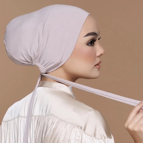 Jersey Pehmeä Modaali Muslimi Turbaani Hattu Sisä Hijab Lippalakit Islamilainen alushuivi Kupu Intialainen Hattu Nainen Päähine Turbante Mujer Buckthorn Brown