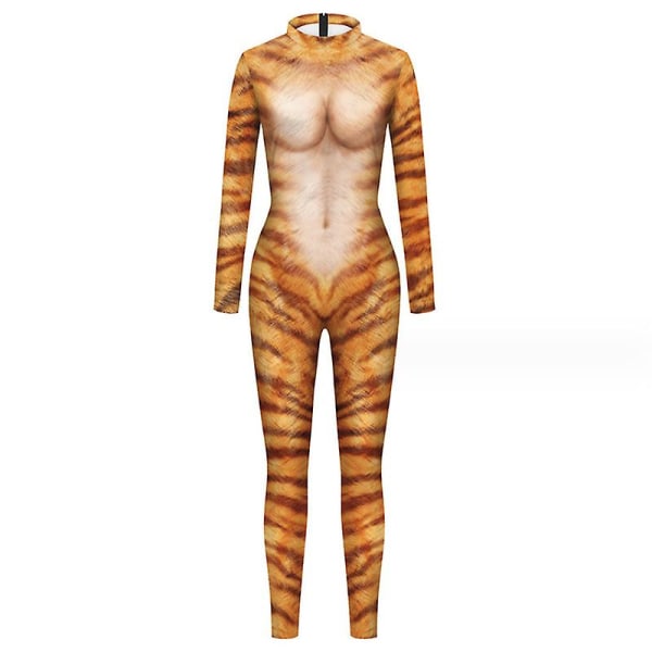 Halloween Cosplay Kostym Rolig Body Dam Spandex Zentai Suit Helkroppsdräkt Djurskalle Printed Halloween rekvisita style 3 L