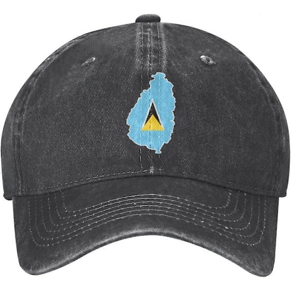St Lucia Flagga och Karta Unisex Cowboyhatt Baseballkepsar Justerbara Sport Golf Denim Casquette Keps Stil 707