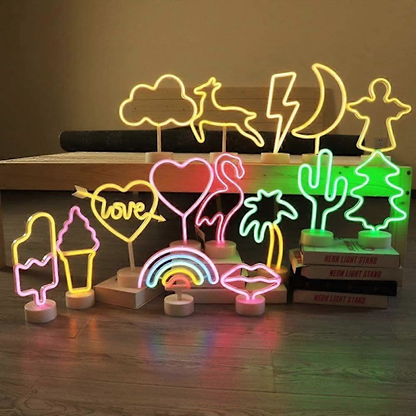 LED Neon Skylt Väggdekor Nattlampa USB/Batteridriven Neon för Jul Födelsedagspresent Fest Barn Vardagsrum Bröllopsdekoration (Flamingo)