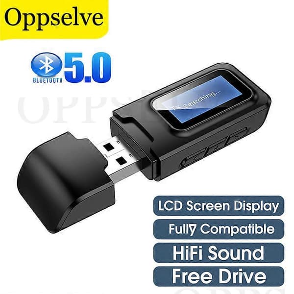 5.0 Bluetooth Audio Receiver Transmitter LCD Display Bluetooth AUX USB 3.5mm Jack Til TV PC Hovedtelefon Bilsæt Trådløs Adapter