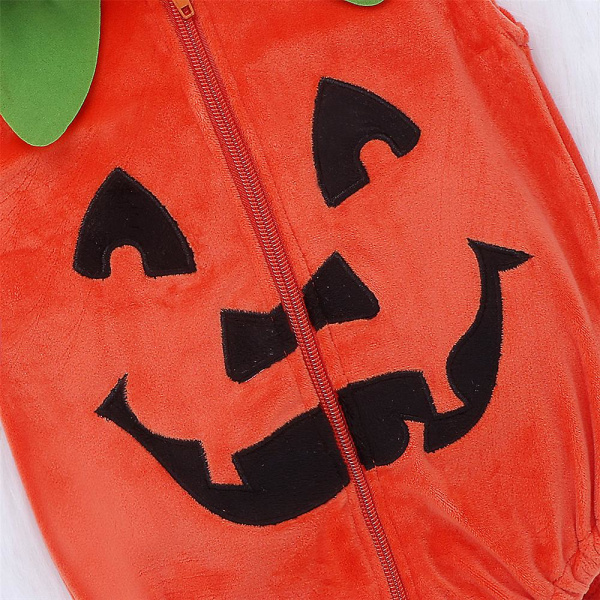 Baby Halloween Party Dräkt Pumpkin Cosplay Jumpsuit Huva Romper Presenter 6-12 Months