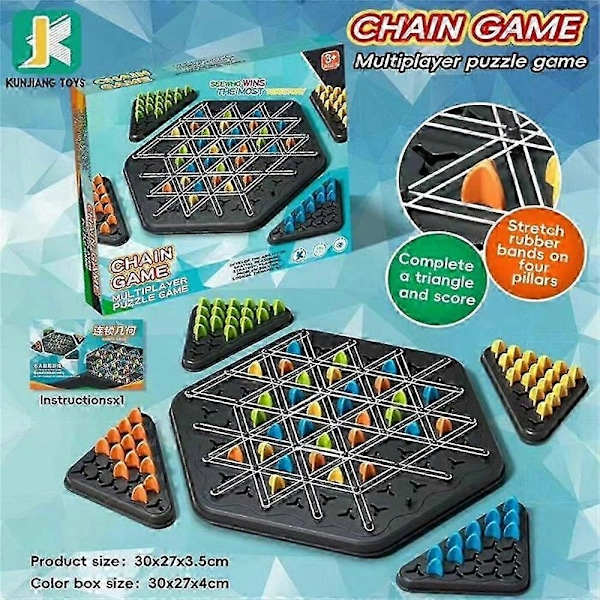 Kedjetriangel Geometri Brädspel Schackspel Triggle Gummibandsspel Pedagogisk Interaktiv Multiplayer Leksaker för Barn Familjefest Present Ny