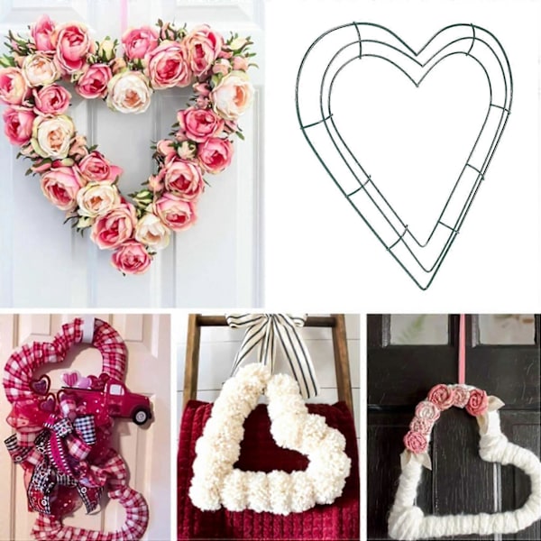 3-pakning Hjerte Metallkrans 30 cm Hjerteformet Trådkransramme for Hjem Bryllup Valentinsdag DIY