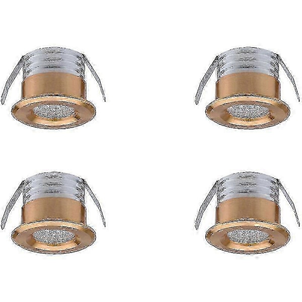 Sæt af 4 Mini Indbyggede LED-Spots, 3 W, Varmt Hvidt Guld