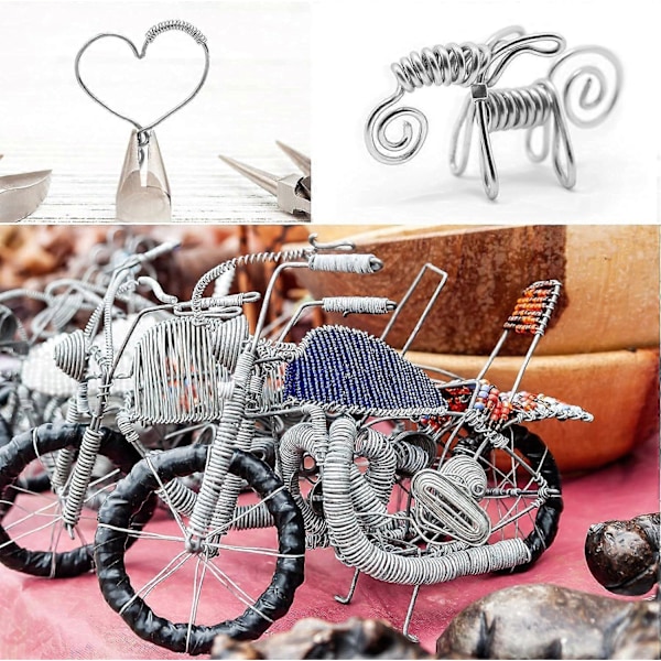 Aluminiumtråd, håndværkstråd, smykketråd, fleksibel modelleringstråd egnet, 3 mm x 5 m, 1 stk