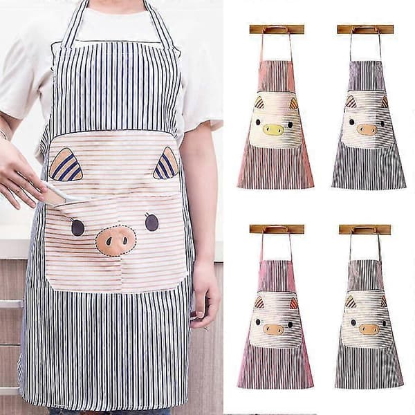 Härligt Gris Polyester Ärmlös Fickor Hem Kök Matlagning Stänksäker Förkläde