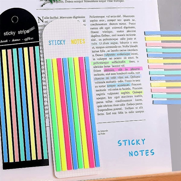 1280 st Highlightertejp, transparenta självhäftande långa sidmarkörer, morandi klara highlighterremsor