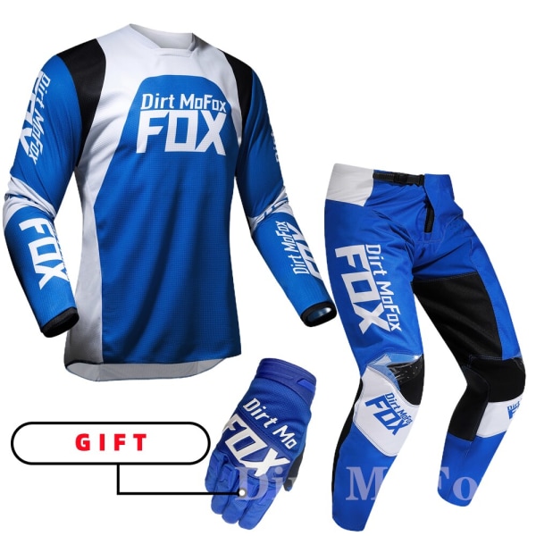 2022 Dirt MoFox MTB Jersey Byxor Gear Set MX Combo Motorcykel Outfit Motocross Racing Enduro Suit Herr Off-road Moto Handskar Kit Blue XLJersey 36 pants