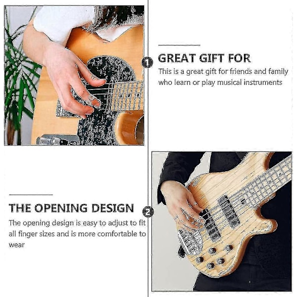 4 st Metall Tumme Finger Gitarrplektrum Justerbart Gitarrplektrum För Akustisk Gitarr Banjo Ukulele Silver