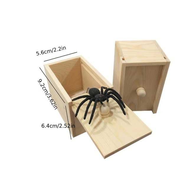 Spider Prank Box - kepponen hauska puinen laatikkolelu, hilpeä jouluraha lahjarasia Yllätyslelu ja gag lahja käytännöllinen vitsi