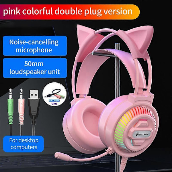 Nya Professionella LED Kattöron Trådbundna Gaming Hörlurar Med Mikrofon För PS4 PS5 Xbox Dator PC Gaming Headset Med Volymkontroll
