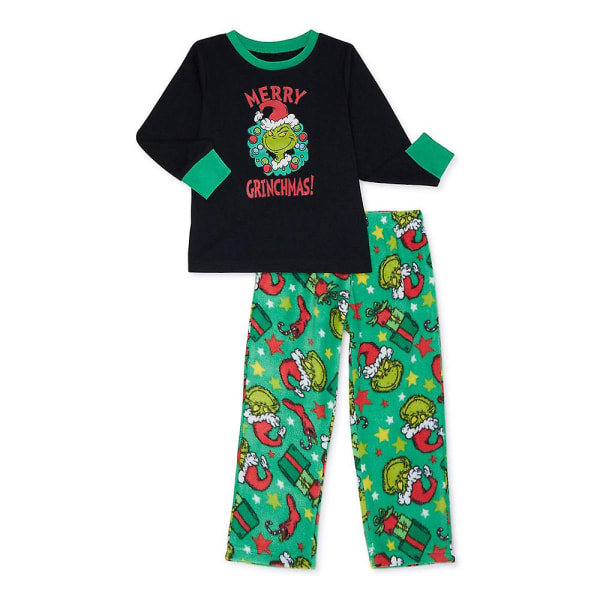 Familiematchende Grinch-pysjamassett for voksne, barn og babyer julepysjamas Kid M