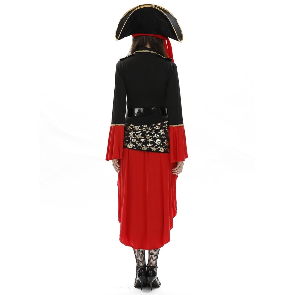 Kvinders sexet piratkostume Halloween Cosplay Uniform Hat Dress Bælte Full Dance Performance L Dress cap belt