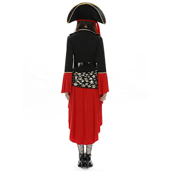 Naisten seksikäs merirosvoasu Halloween Cosplay Uniform hattu mekko vyö koko tanssiesitys XL Dress cap belt