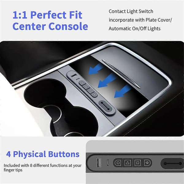 Smarte fysiske knapper med USB-hub til Model Y/3 2021-2023 midterkonsol controller-taster docking