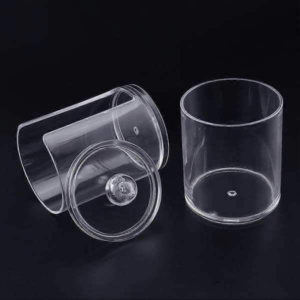2 pakker, bomullssminke, bomullspinne bomullsrund boks transparent plast