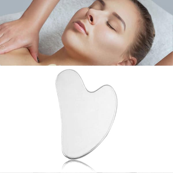 Gua Sha Board til Krop og Ansigt Rustfrit Stål Hjerteformet Skrabningsplade Massageværktøj