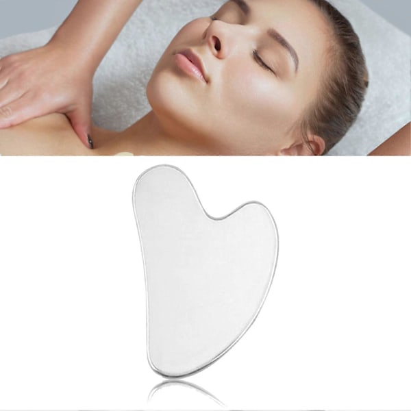 Gua Sha-bräda för kropp och ansikte, hjärtformad skrapningsplatta i rostfritt stål, massageverktyg