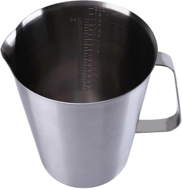 Målekop i rustfrit stål Køkkentilbehør Målekop til mælk kaffe (sølv 500ml) (d-f-4) 2000Ml