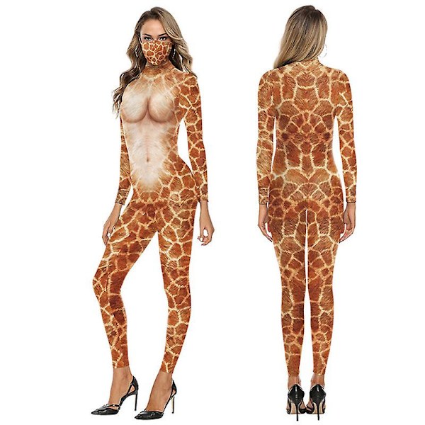 Halloween Cosplay -asu Hauska Body-puku Naisten Miesten Spandex Zentai -puku kokovartaloinen eläimen kallo printed Halloween-rekvisiitta style 5 S