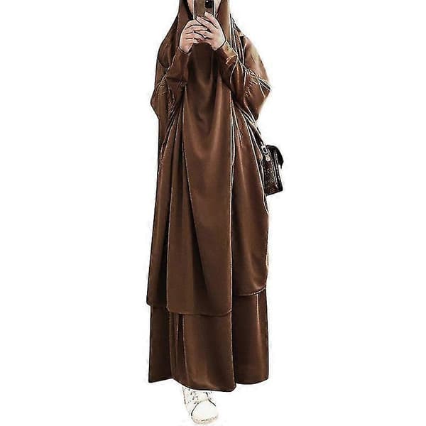 Uae Saudi Solid Robe Klänning Huvförsedd Kostym Etniska Kläder brown