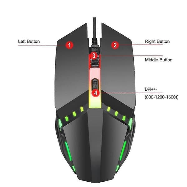Fargerik Glødende Gamingmus 4D Ergonomisk Design