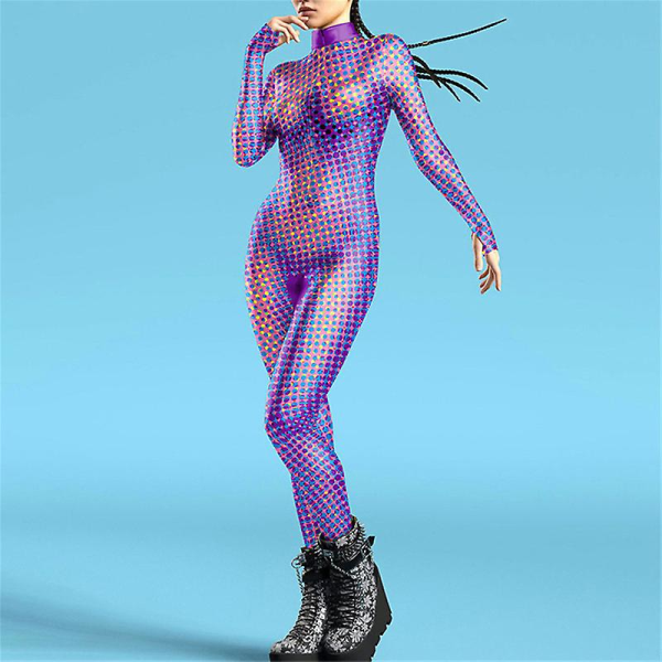 Damemode 3d termisk billedbehandling/leopardtrykt cosplay kostume Halloween Party Rave bodysuit med tommelfingerhuller style 3 M
