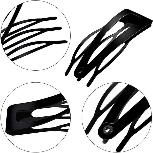 24 stk. Dobbelt Grip Hårspænder Metal Snap Hårspænder Dame Hårspænder til Hårstyling (Sort)