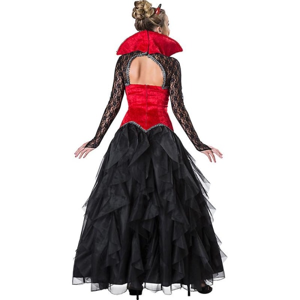 Karneval Halloween Lady Vampyr Djævlekostume Gotisk Dæmon Glamour Dronning Playsuit Cosplay Fancy festkjole Black M