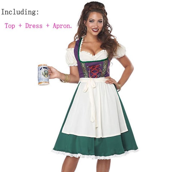 Cosplay Halloween Fancy Juhlamekko Uusi karnevaali Dirndl Oktoberfest -asu Baijerilainen Perinteinen Fraulein Clubs Tarjoilija M