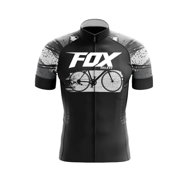 Sommer kortærmet cykeltrøjesæt Åndbar MTB Mountain Racing cykeltrøje smækshorts Mænd Cykeltøj FOX TELEYI Gray 3XL