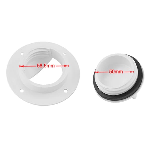 Universal Hvit Nylon Marine Båt Transom Dekkmontert Avløpsventil Skruehette Plugg Stopper Rep