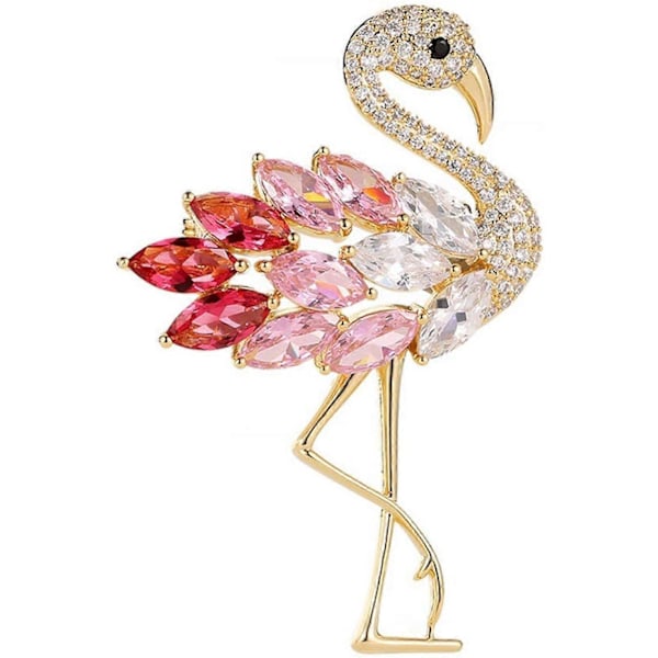 Fargerike Flamingo Brosjer Diamantbrosjer for Kvinner Krystall Rhinestone Dyre Pins Fargerik Diamantfest