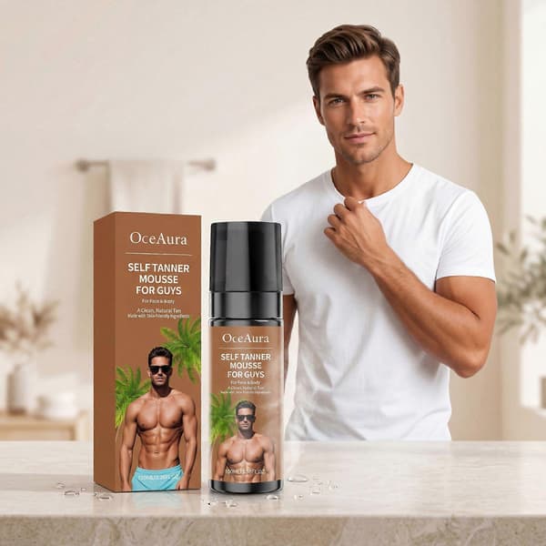 Selvbruner Mousse til Mænd, Naturlig Bronze Solfri Bruningsskum (100ml) 2pcs