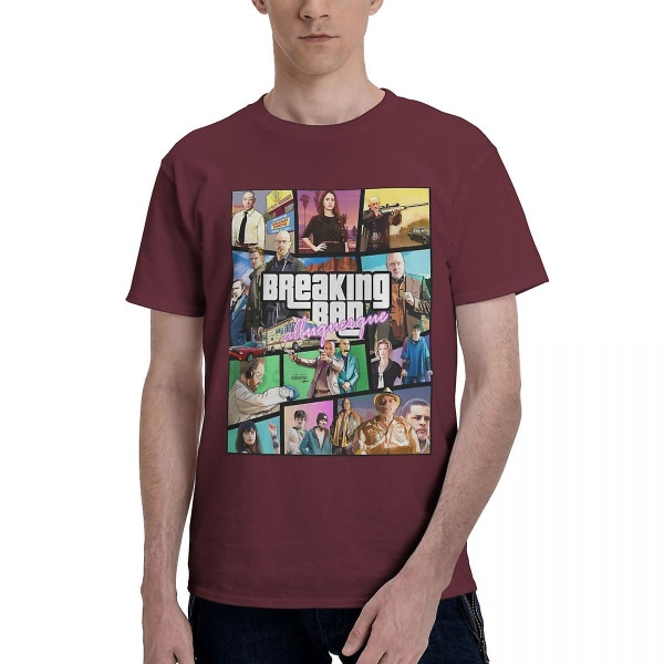 Novelty Breaking Bad Gta Collage T-shirt Mænd Kvinder Rundhalset 100 % Bomuld Kortærmede T-shirts 4xl 5xl Tøj Black M