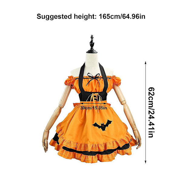 Brodeerattu Pumpkin Maid -asu Anime Cosplay Brodeerattu puku Ranskalainen piika- set Halloween-mekkoasu Black L