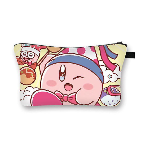 Kirby Cartoon Anime kosmetikkveske Firkantet utendørs multifunksjon reiseoppbevaringsveske Kvinner Toalettsaker Arrangør Jenter Bursdagsgave Kirby-6